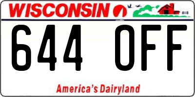 WI license plate 644OFF