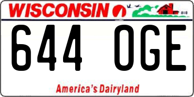 WI license plate 644OGE