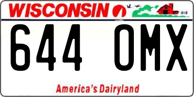 WI license plate 644OMX
