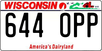 WI license plate 644OPP