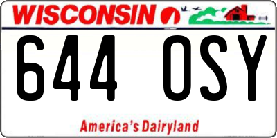 WI license plate 644OSY