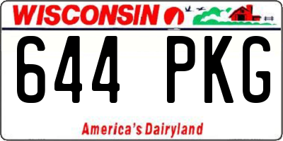WI license plate 644PKG