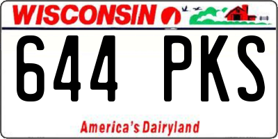 WI license plate 644PKS