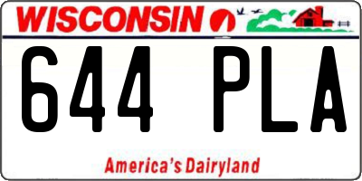 WI license plate 644PLA