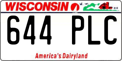 WI license plate 644PLC