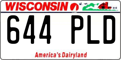 WI license plate 644PLD