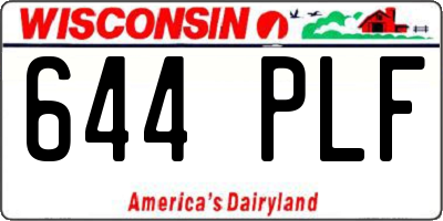 WI license plate 644PLF