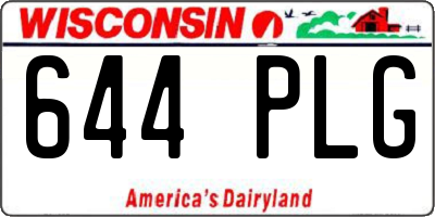 WI license plate 644PLG