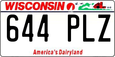 WI license plate 644PLZ