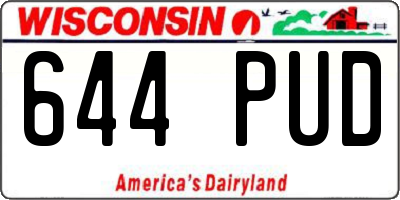 WI license plate 644PUD