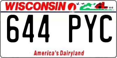 WI license plate 644PYC