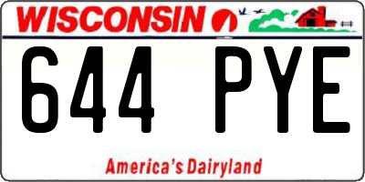 WI license plate 644PYE