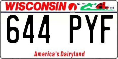 WI license plate 644PYF