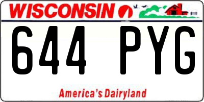 WI license plate 644PYG