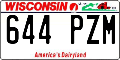 WI license plate 644PZM