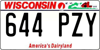 WI license plate 644PZY