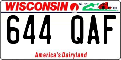 WI license plate 644QAF