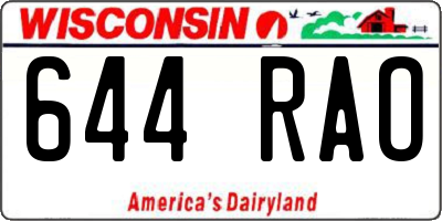 WI license plate 644RAO