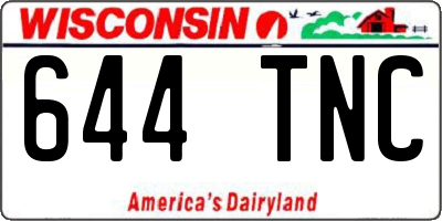 WI license plate 644TNC