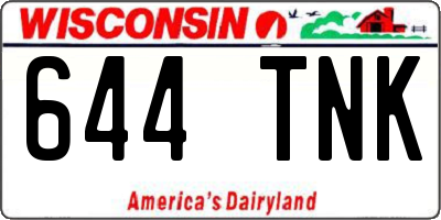 WI license plate 644TNK
