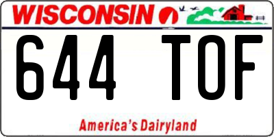 WI license plate 644TOF