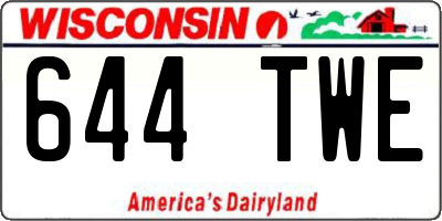 WI license plate 644TWE