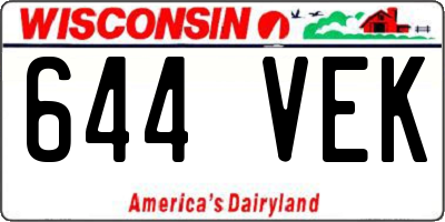 WI license plate 644VEK