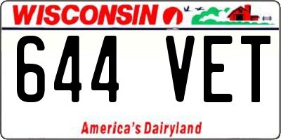 WI license plate 644VET