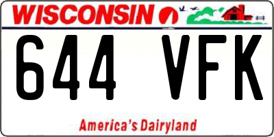 WI license plate 644VFK