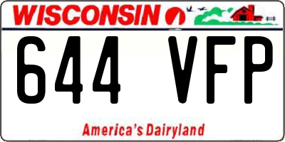 WI license plate 644VFP
