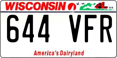 WI license plate 644VFR