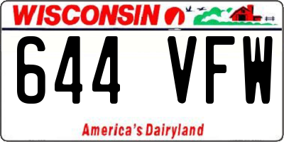WI license plate 644VFW