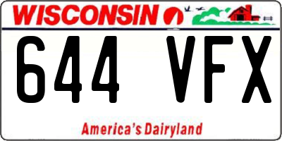 WI license plate 644VFX