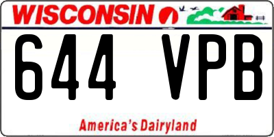 WI license plate 644VPB