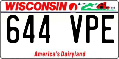 WI license plate 644VPE