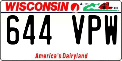 WI license plate 644VPW