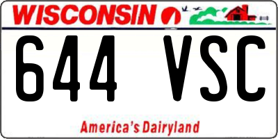 WI license plate 644VSC