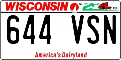 WI license plate 644VSN