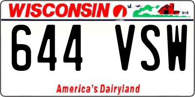 WI license plate 644VSW