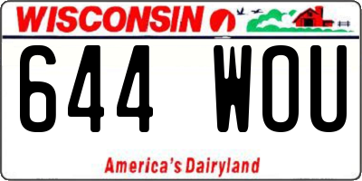 WI license plate 644WOU