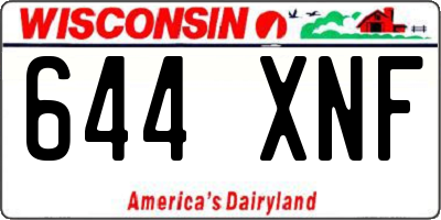 WI license plate 644XNF