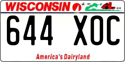 WI license plate 644XOC