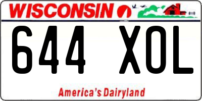 WI license plate 644XOL