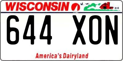 WI license plate 644XON