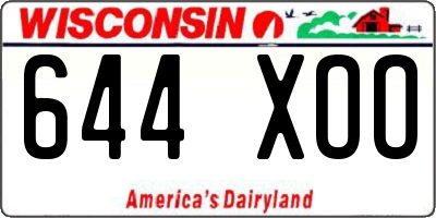 WI license plate 644XOO