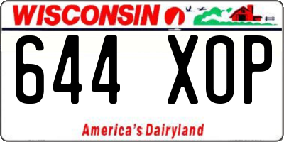 WI license plate 644XOP
