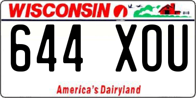 WI license plate 644XOU
