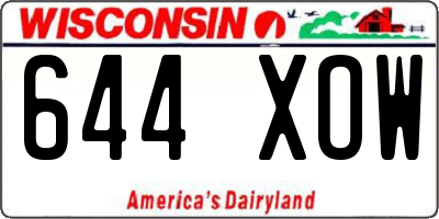 WI license plate 644XOW