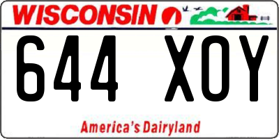 WI license plate 644XOY