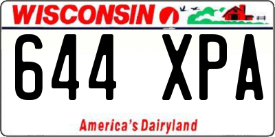 WI license plate 644XPA